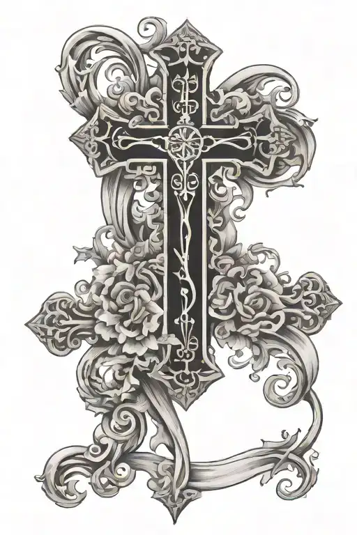 cross with verse psalms 46:5 tattoo design idea