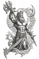 Poseidon holding a trident tattoo design idea