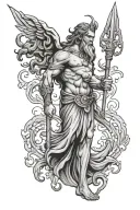 Poseidon holding a trident tattoo design idea