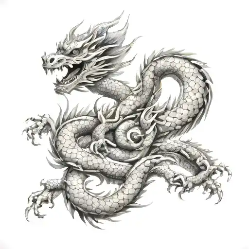 vietnamese Dragon wraparound leg tattoo tattoo design idea