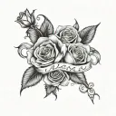 Roses around the name spelled ALANA tattoo design idea