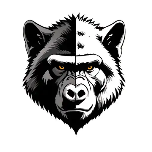half gorilla half wolf face tattoo tattoo design idea