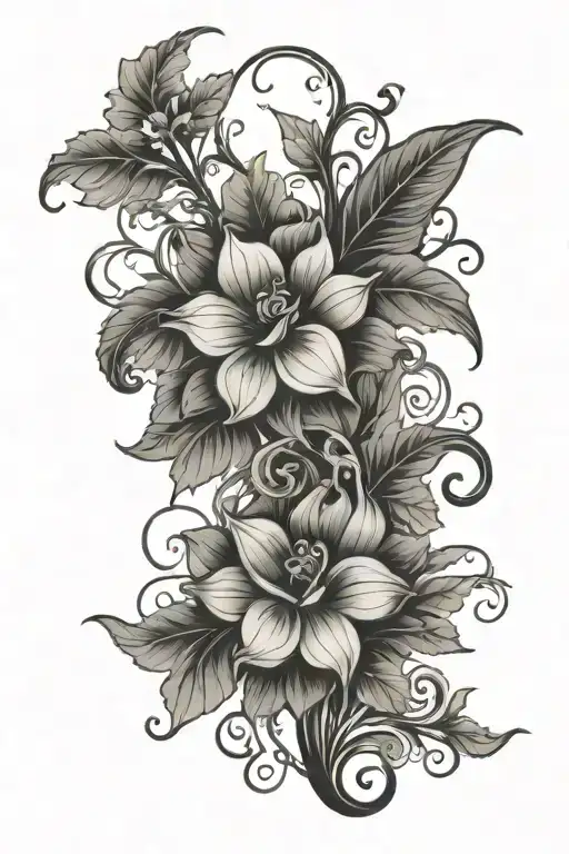 floral and vines growing tattoo design idea