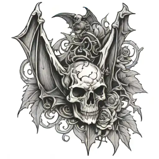 bat skeleton tattoo design idea