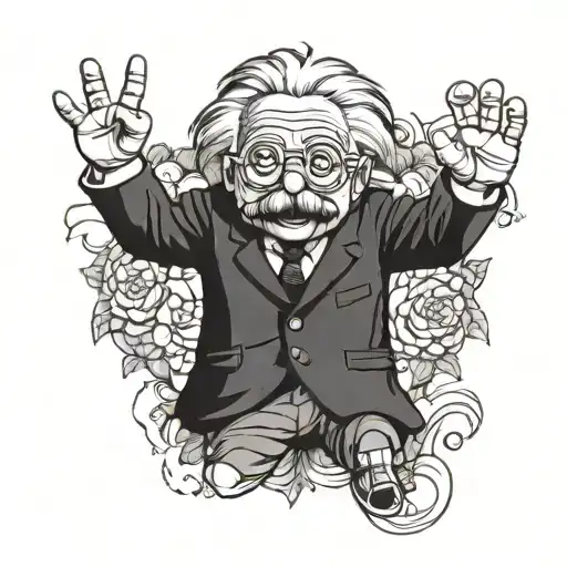 a minion hugging Albert Einstein tattoo design idea