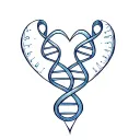 one bass and one treble clef intertwined hearts with DNA double helix as heart tattoo design idea