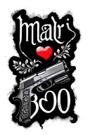 "mari boo" gun and heart tattoo tattoo design idea