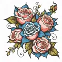 Ultramarine and roses tattoo design idea
