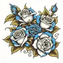 Ultramarine and roses tattoo design idea
