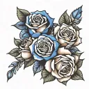 Ultramarine and roses tattoo design idea
