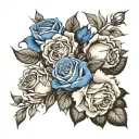 Ultramarine and roses tattoo design idea