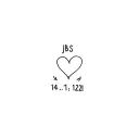 small heart tattoo with initials (jbs) and date (14.11.21) tattoo design idea