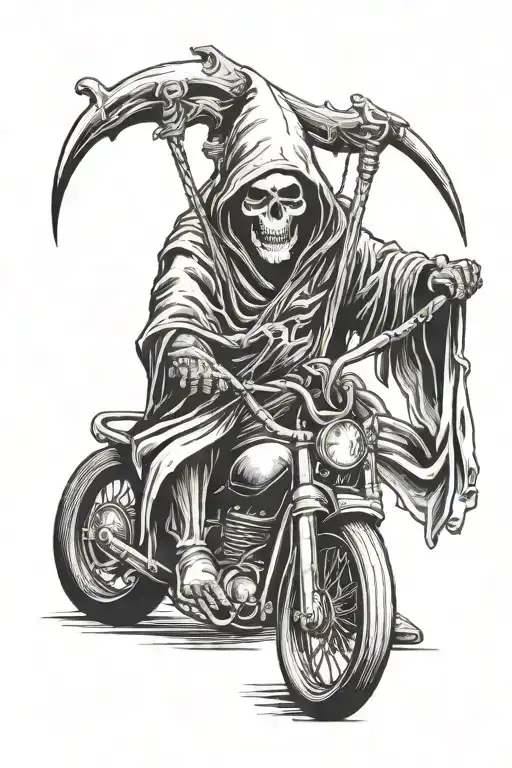 Grim Reaper riding a tricycle tattoo design idea