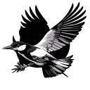 Mockingbird flying at another mocking bird minimal tattoo design idea