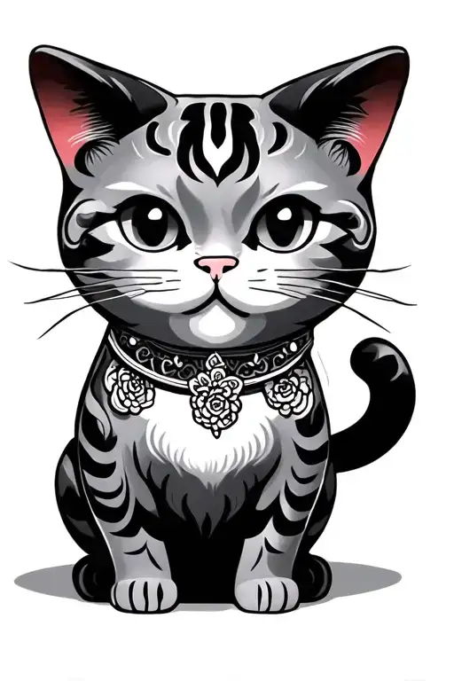 lucky cat tattoo design idea