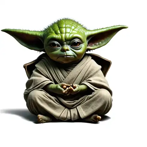 baby Yoda meditating tattoo design idea