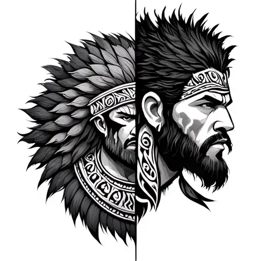 half Maori half Viking warrior tattoo design idea