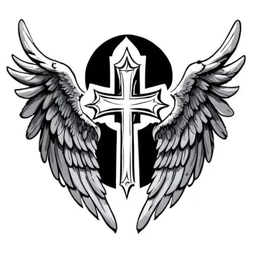 Angel Wings Cross tattoo design idea
