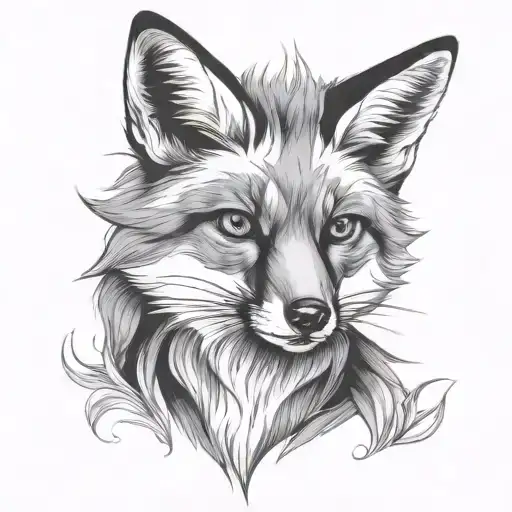 powerful cunning fox sitting tattoo design idea