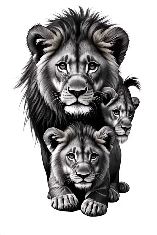 4 Lion Cubs tattoo design idea