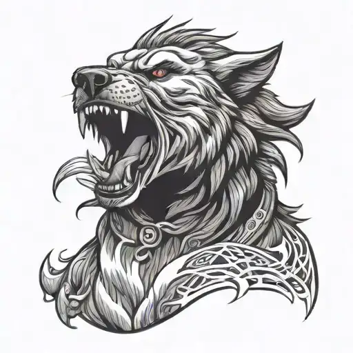 ultra violent werewolf that howls tattoo design idea