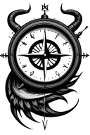 capricorn minimalistic compass clock eye tattoo design idea