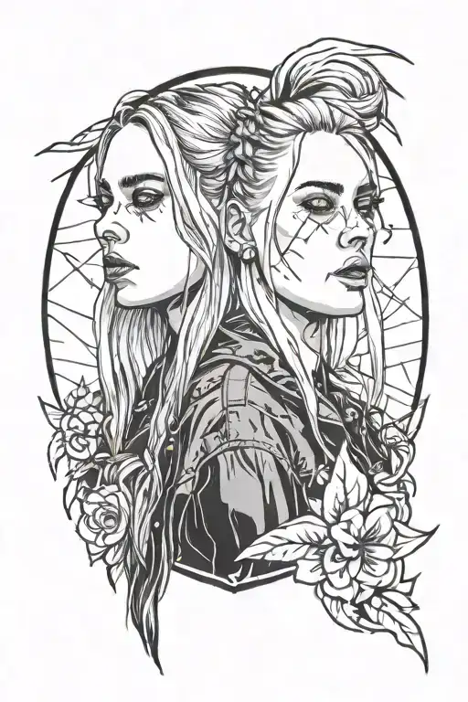 billie eilish and rhea ripley tattoo design idea