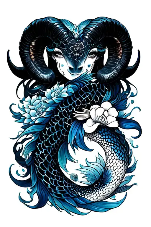 pisces zodiac and aries tattoo design idea