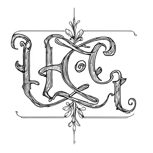 "LC CT" initials intertwined tattoo design idea