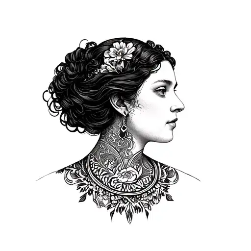 Carl Jung shadow side profile traditional lady tattoo design idea