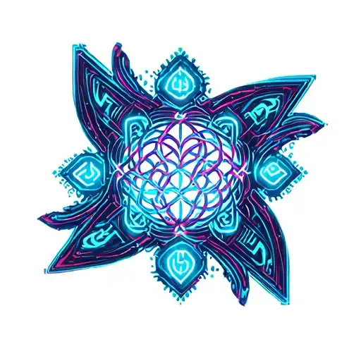 flower of life in Tibetan endless knot intertwined tattoo design idea