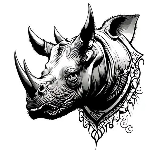 black rhino head tattoo design idea