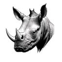 black rhino head tattoo design idea