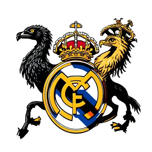 Real madrid logo with vking and cibeles godess tattoo design idea