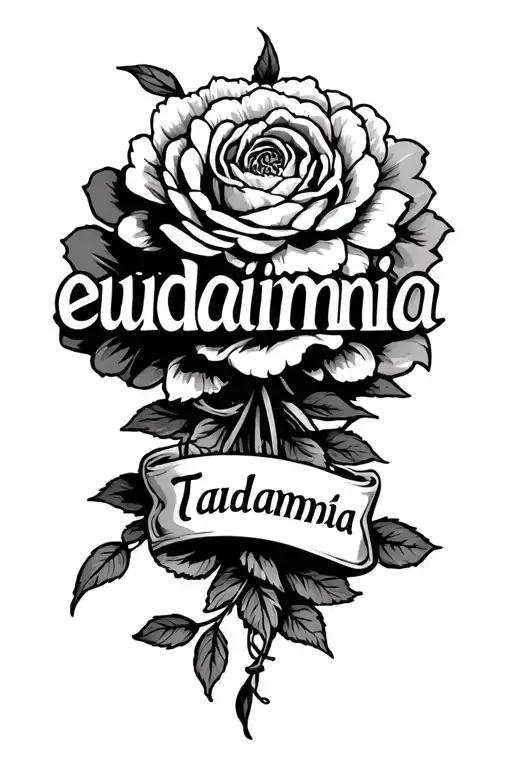 Text that says "eudaimonia" tattoo design idea