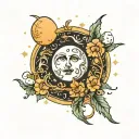 witchy moon surrounded tattoo design idea
