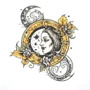 witchy moon surrounded tattoo design idea