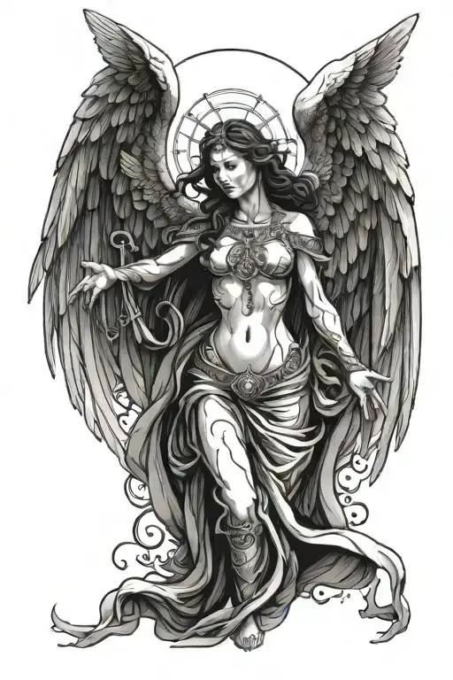 seraphim angel geo patern tattoo design idea