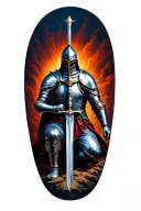 kneeling Templar knight with a sword tattoo design idea