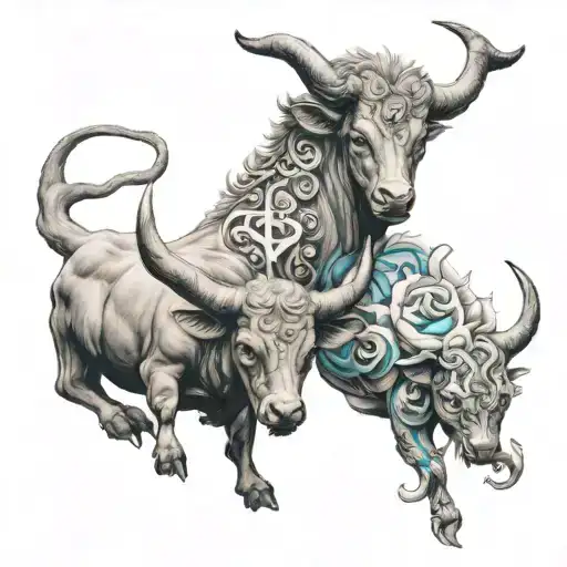 Taurus and Pisces together  tattoo design idea