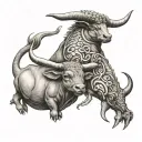 Taurus and Pisces together  tattoo design idea