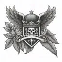 a crown, a third reich eagle, laurel wreath, grim reaper and a sword tattoo design idea