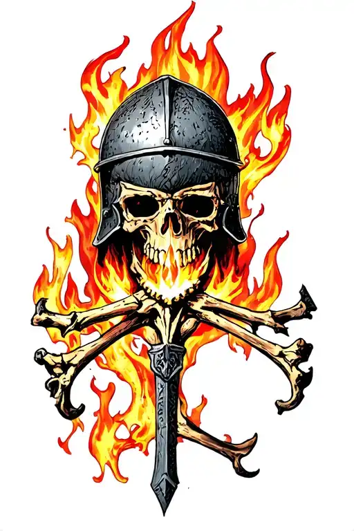 dark souls bone fire with helmet instead of skulll tattoo design idea