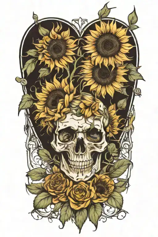find someonw who grows flowers in the darkest parts of you, annotomically correct heart, garden, masculine, sunflowers tattoo design idea