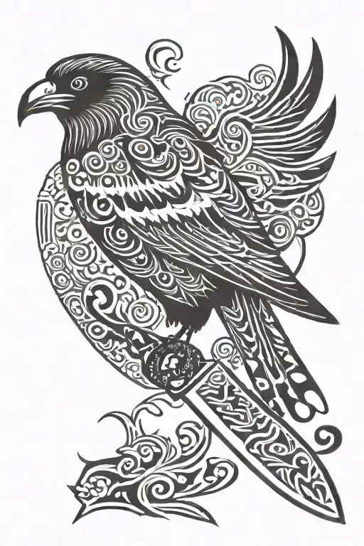 kenyan crow chef knife tattoo design idea
