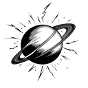 Venus planet with lightning bolt striking tattoo design idea