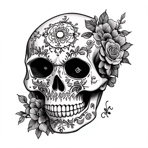 candy skull time inside tattoo design idea
