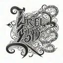 bent text that says "Zirael and the bow" tattoo design idea