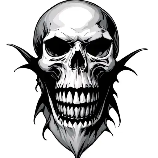 vampire skull mouth with grill tattoo design idea