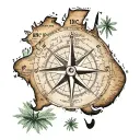 australia map kangaroo compass tattoo design idea